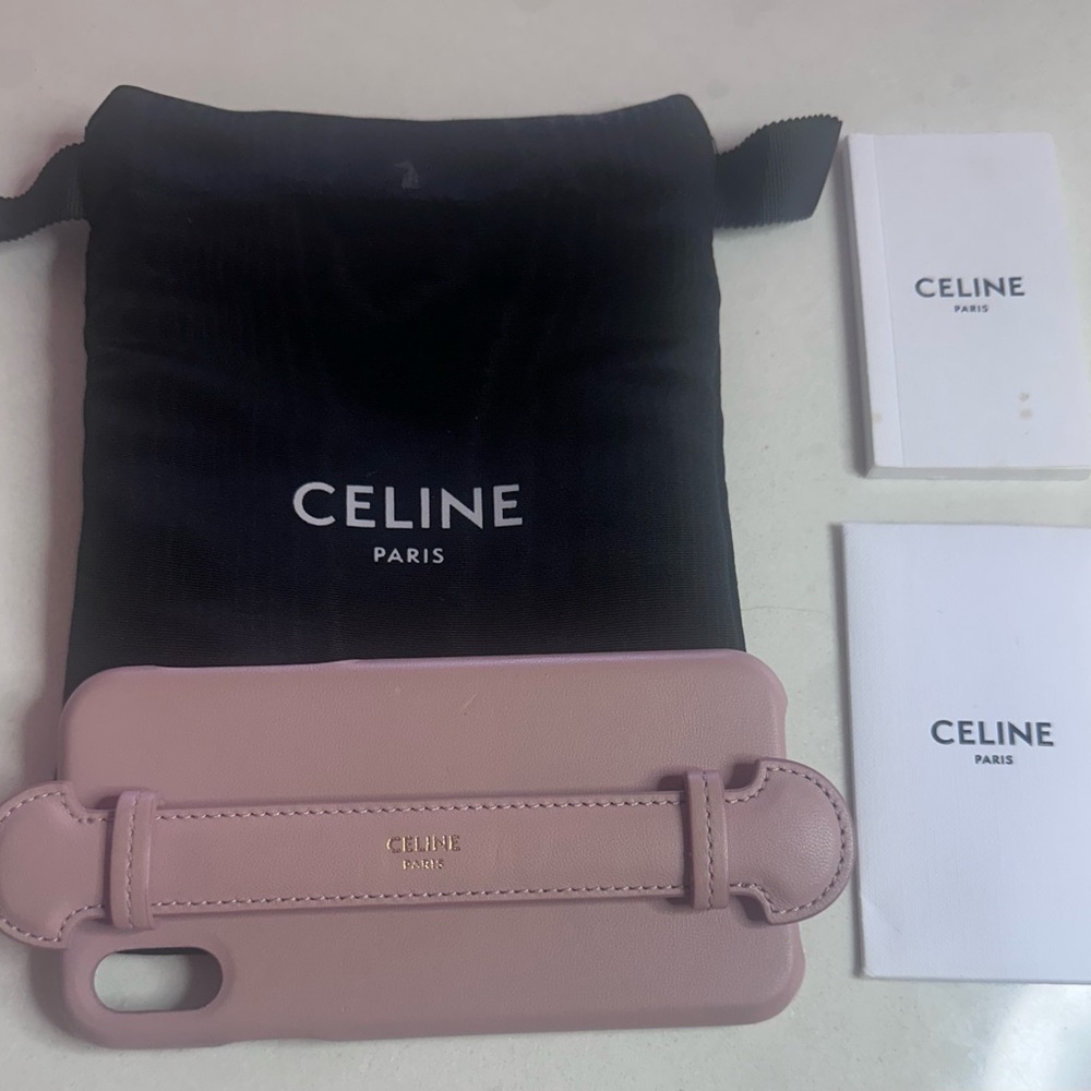 NEW Celine Pink Leather iPhone X Case with Strap Sleek Minimalist Design